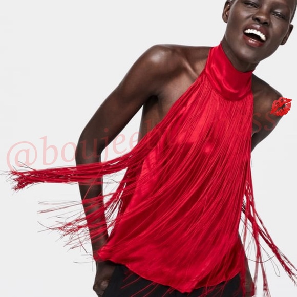 Zara Tops - ZARA Fringed Halter Top
